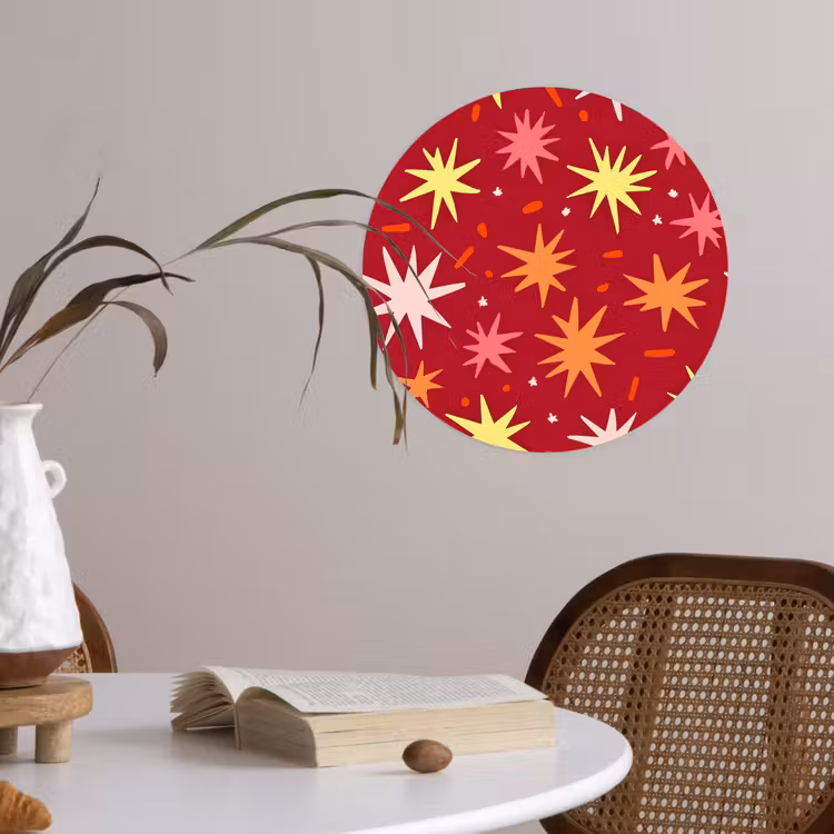 Sterren - Speels - Rood Wandcirkel behangsticker klein 186 -sfeer3