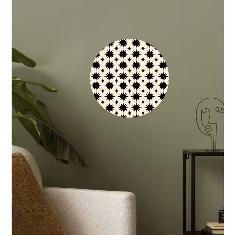 Stervormen - Geometrisch - Zwart Wandcirkel behangsticker klein 186 -sfeer2
