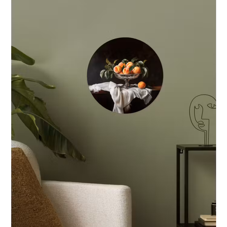 Stilleven - Perziken - Vintage Wandcirkel behangsticker klein -sfeer2