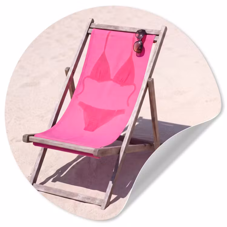 Strand - Ligstoel - Badkleding - Zomer - Roze Wandcirkel behangsticker klein -3d