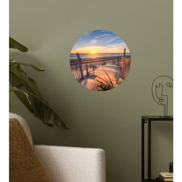 Strand - Zee - Duin - Zonsondergang - Landschap Wandcirkel behangsticker klein -sfeer2