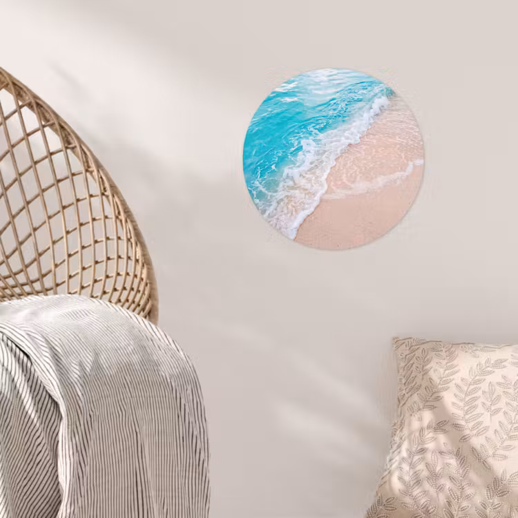 Strand - Zee - Golf - Natuur - Blauw Wandcirkel behangsticker klein -sfeer4