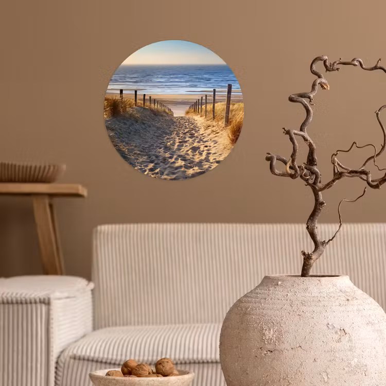 Strand - Zee - Nederland - Duinen - Zon Wandcirkel behangsticker klein -sfeer1