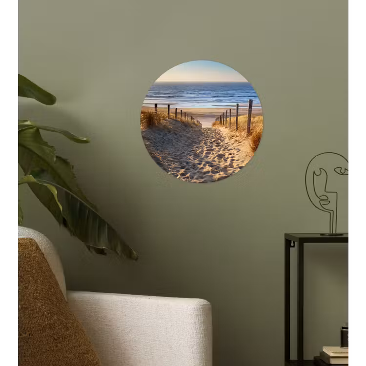Strand - Zee - Nederland - Duinen - Zon Wandcirkel behangsticker klein -sfeer2