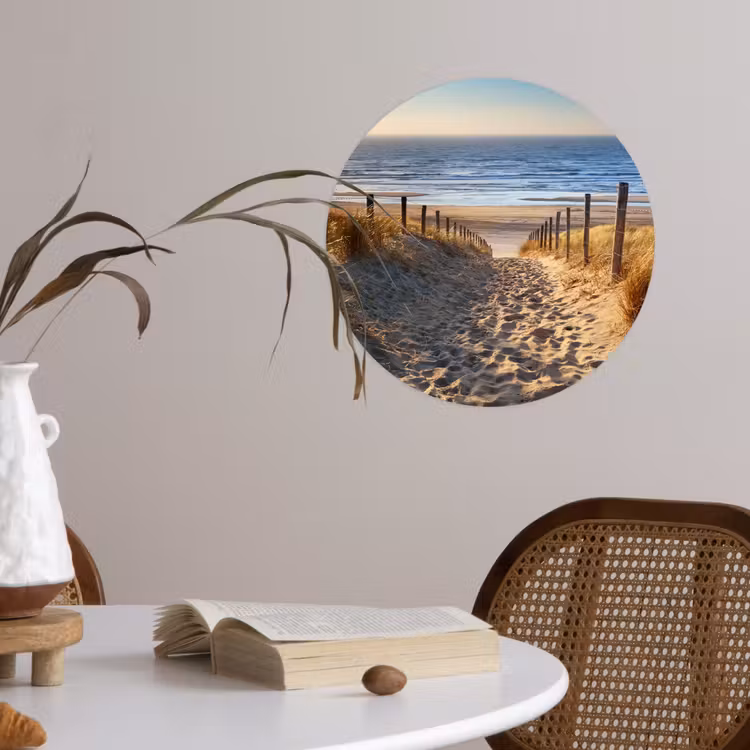Strand - Zee - Nederland - Duinen - Zon Wandcirkel behangsticker klein -sfeer3