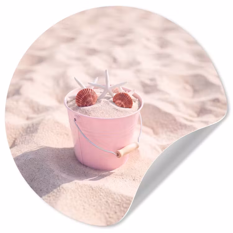 Strand - Schelpen - Zomer - Roze - Decoratie Wandcirkel behangsticker klein -3d