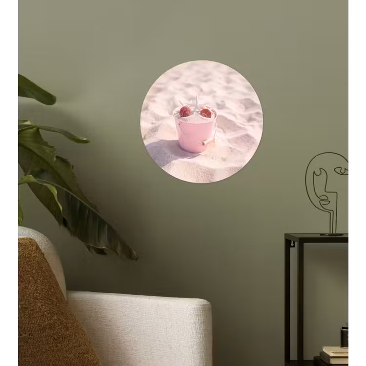 Strand - Schelpen - Zomer - Roze - Decoratie Wandcirkel behangsticker klein -sfeer2