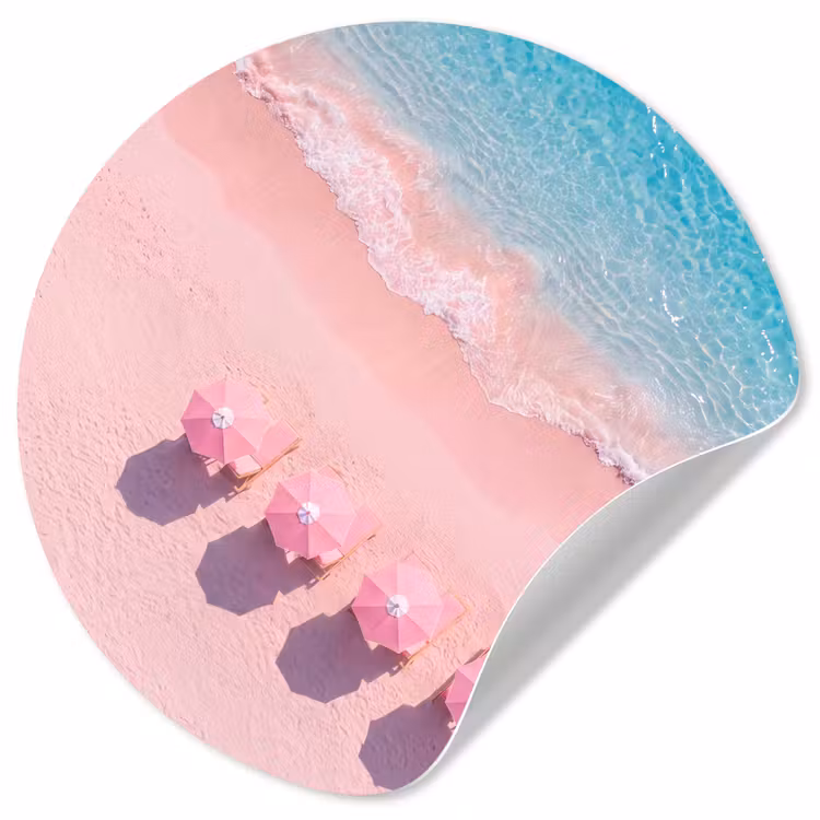 Strand - Roze zand - Zee - Zomer - Natuur Wandcirkel behangsticker klein -3d