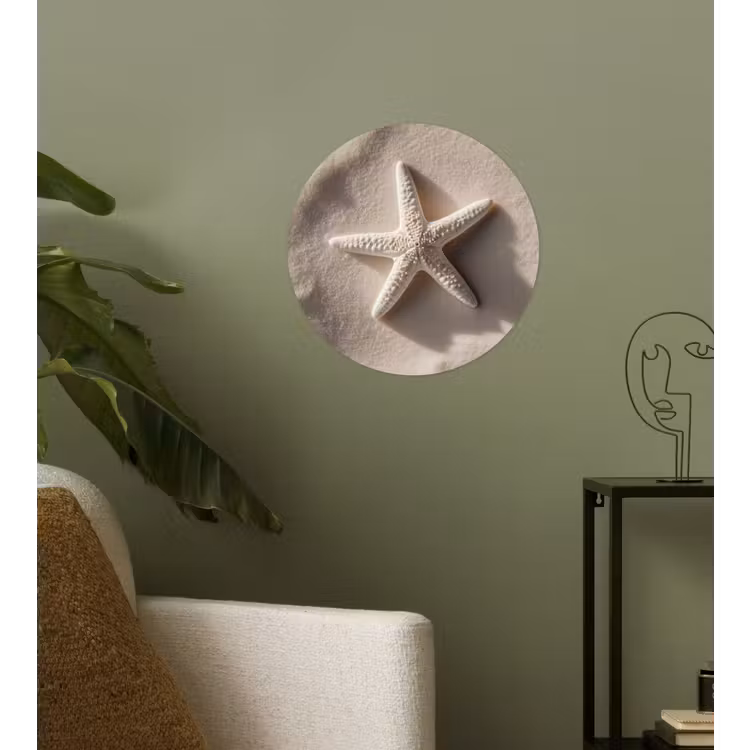 Strand - Zeester - Zand - Beige Wandcirkel behangsticker klein -sfeer2