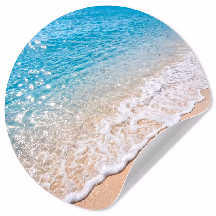 Strand - Water - Natuur - Blauw - Beige Wandcirkel behangsticker klein -3d