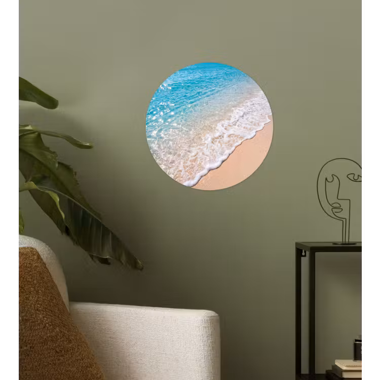 Strand - Water - Natuur - Blauw - Beige Wandcirkel behangsticker klein -sfeer2