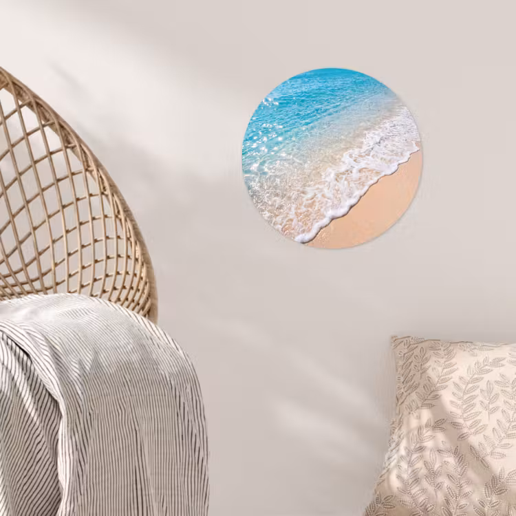 Strand - Water - Natuur - Blauw - Beige Wandcirkel behangsticker klein -sfeer4