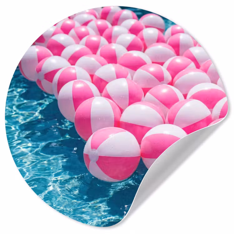 Strandballen - Roze - Water Wandcirkel behangsticker klein -3d