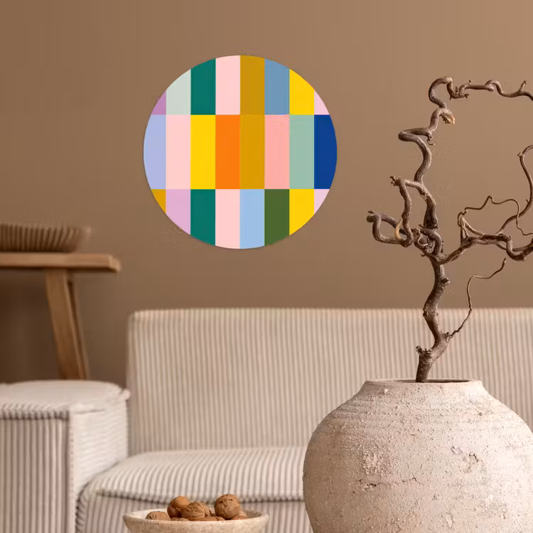 Stroken - Blauw - Patroon - Abstract Wandcirkel behangsticker klein -sfeer1