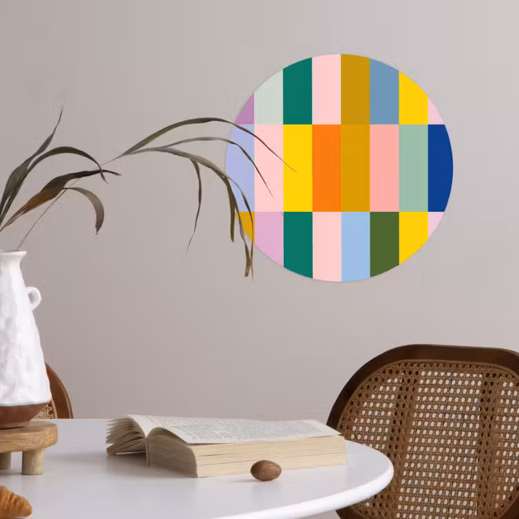 Stroken - Blauw - Patroon - Abstract Wandcirkel behangsticker klein -sfeer3