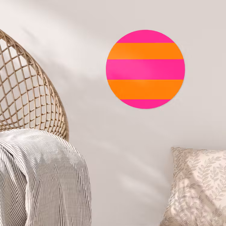 Strepen - Horizontaal - Roze Wandcirkel behangsticker klein 186 -sfeer4