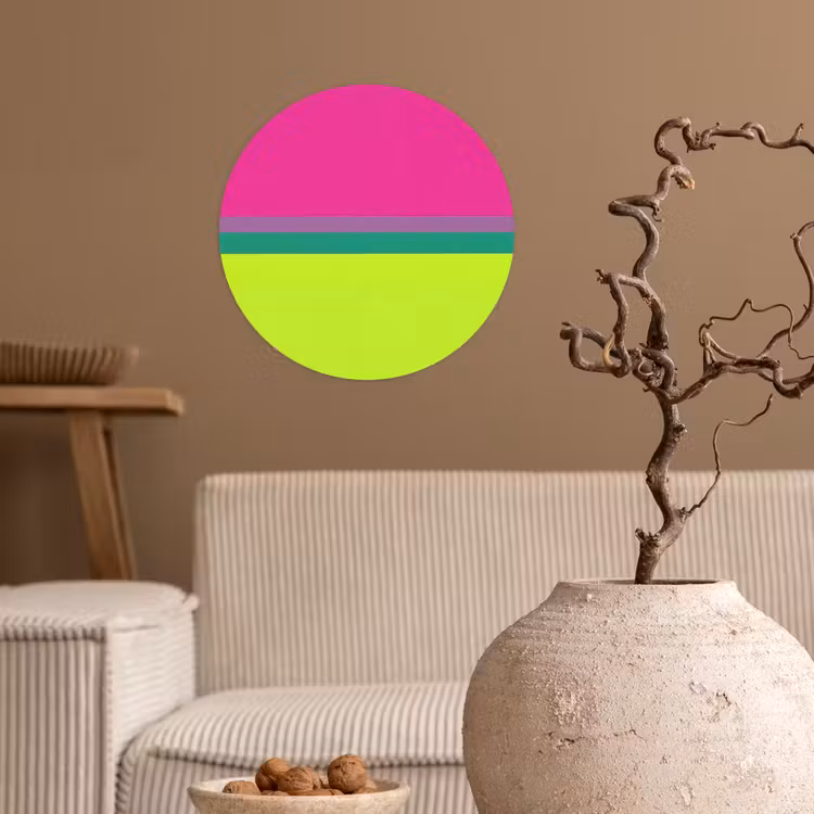 Strepen - Modern - Kleurrijk Wandcirkel behangsticker klein -sfeer1