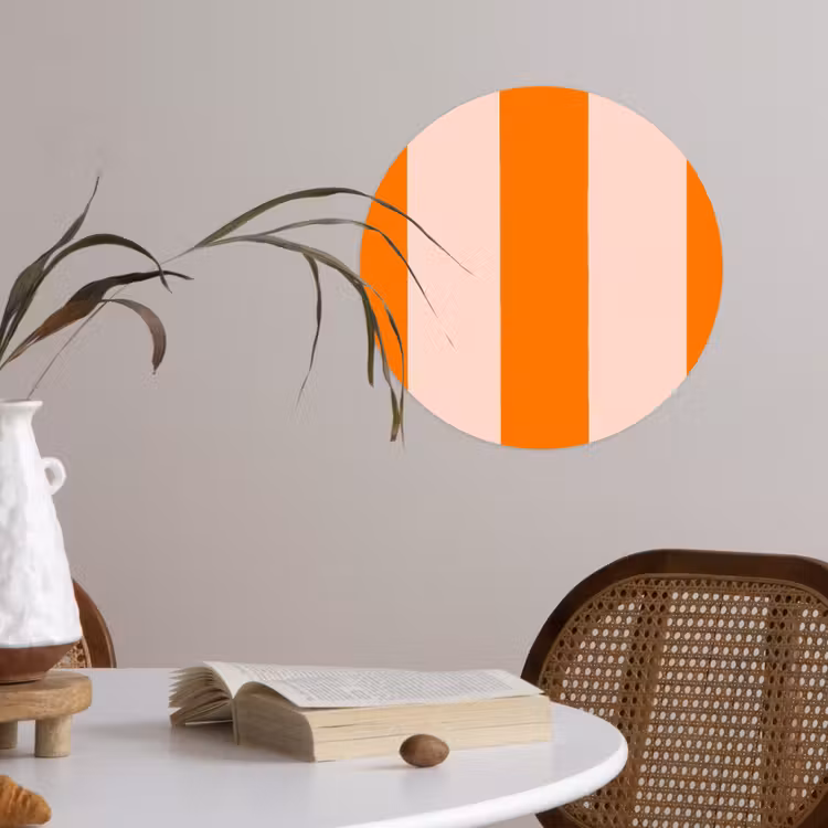 Strepen - Modern - Oranje Wandcirkel behangsticker klein 186 -sfeer3