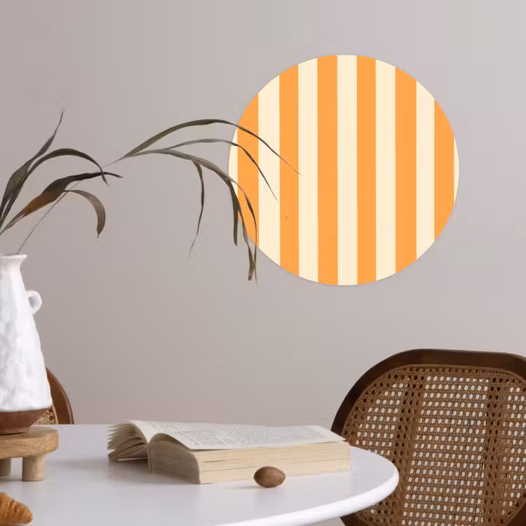 Strepen - Patroon - Oranje Wandcirkel behangsticker klein 186 -sfeer3