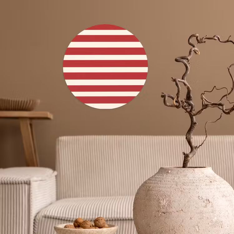 Strepen - Patroon - Rood Wandcirkel behangsticker klein 186 -sfeer1