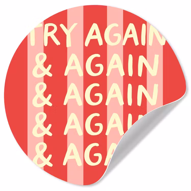 Strepen - Rood - Try again Wandcirkel behangsticker klein -3d