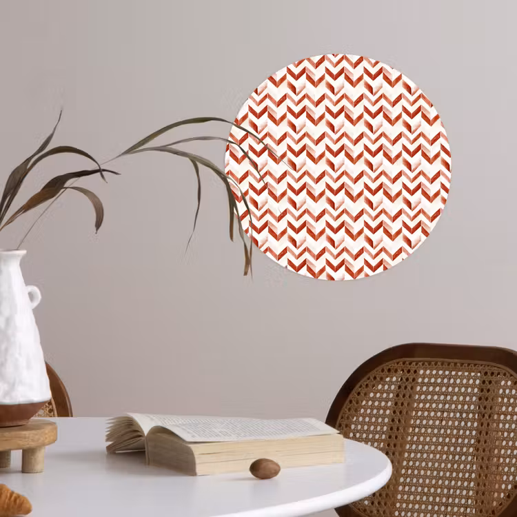 Strepen - Rood - Wit - Patroon Wandcirkel behangsticker klein 186 -sfeer3