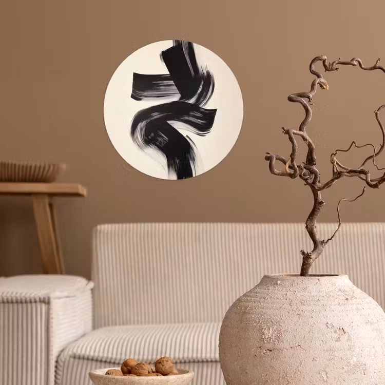 Strepen - Zwart - Abstract Wandcirkel behangsticker klein -sfeer1