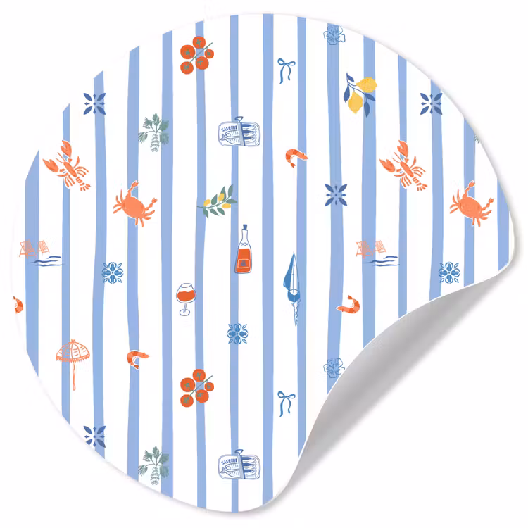 Zee - Sfeer - Strand - Blauw Wandcirkel behangsticker klein 186 -3d