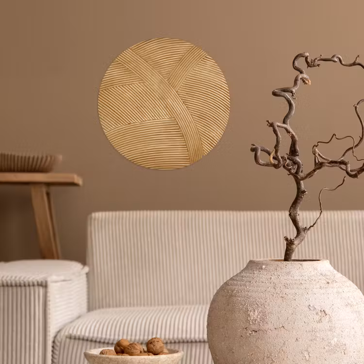 Structuur - Natuur - Kunst - Rotan Wandcirkel behangsticker klein -sfeer1