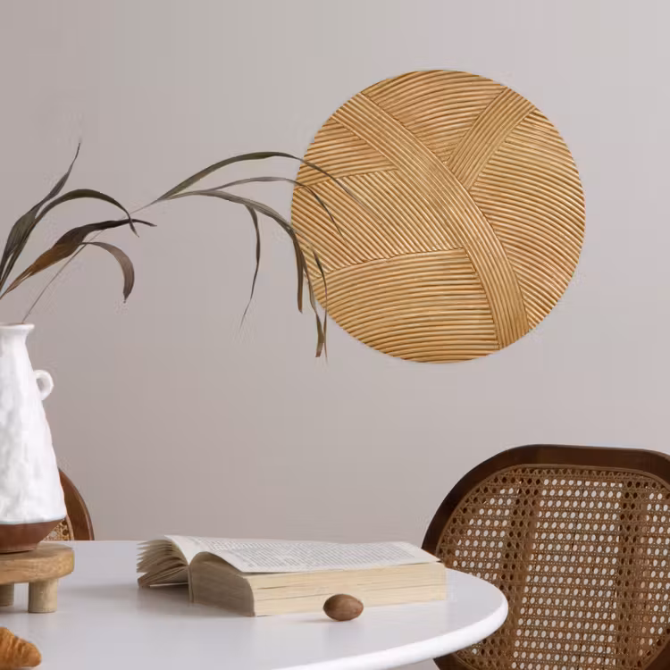 Structuur - Natuur - Kunst - Rotan Wandcirkel behangsticker klein -sfeer3
