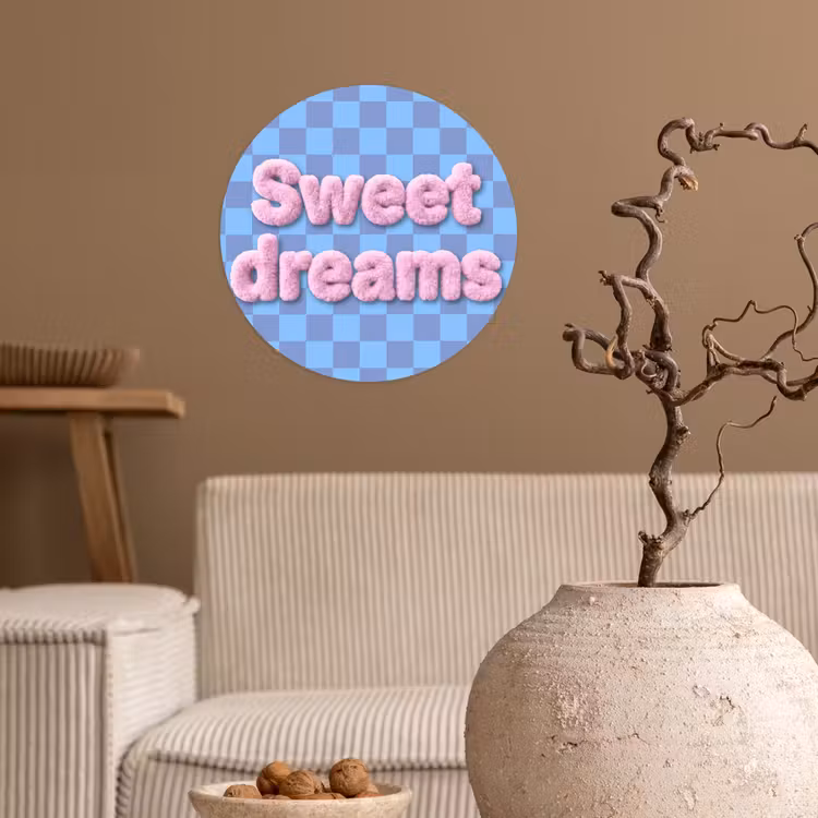 Sweet dreams - Vierkanten - Roze - Blauw Wandcirkel behangsticker klein -sfeer1