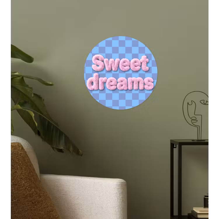 Sweet dreams - Vierkanten - Roze - Blauw Wandcirkel behangsticker klein -sfeer2