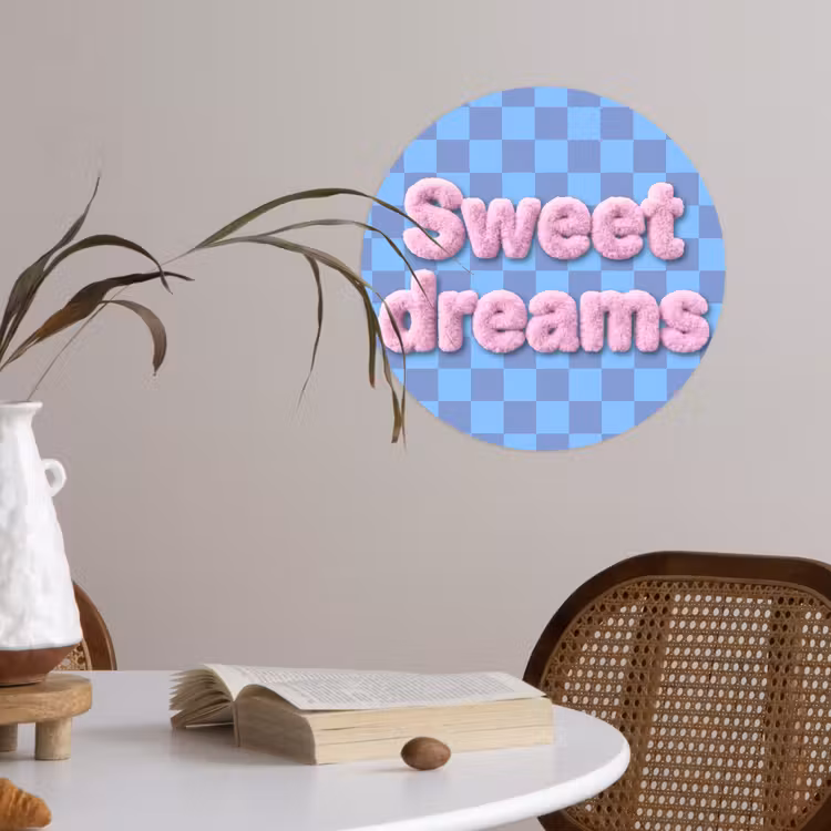 Sweet dreams - Vierkanten - Roze - Blauw Wandcirkel behangsticker klein -sfeer3
