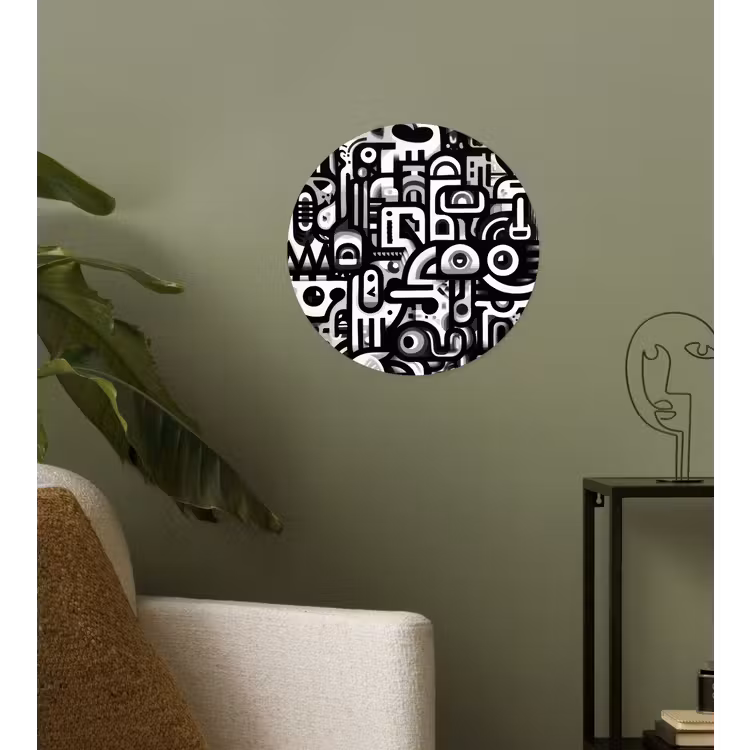 Symbolen - Abstract - Grafisch - Zwart Wandcirkel behangsticker klein -sfeer2