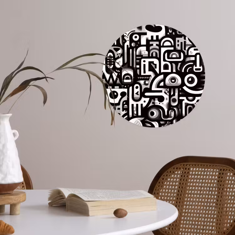 Symbolen - Abstract - Grafisch - Zwart Wandcirkel behangsticker klein -sfeer3