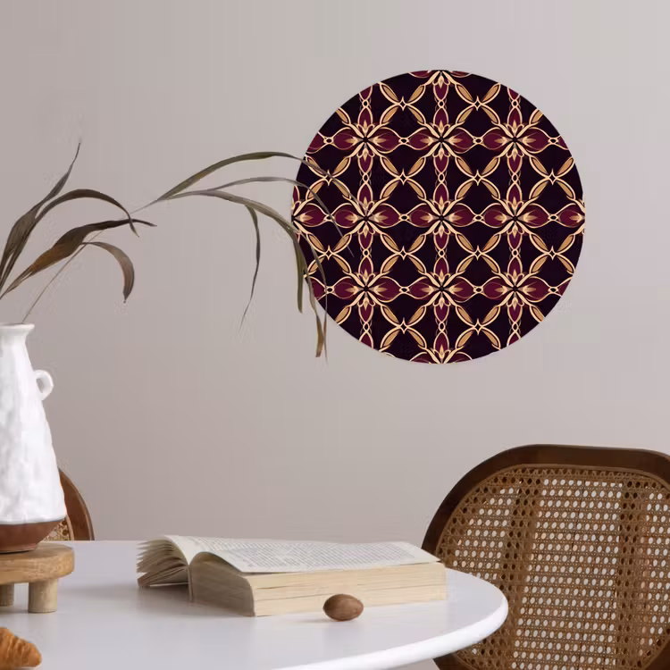 Symmetrisch - Tegel - Burgundy Wandcirkel behangsticker klein 186 -sfeer3