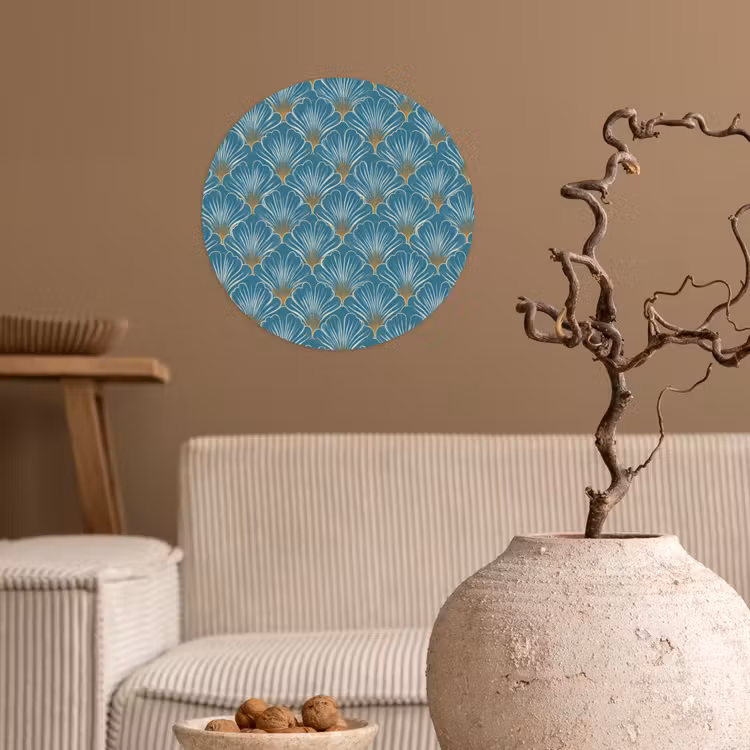 Symmetrisch - Patroon - Blauw Wandcirkel behangsticker klein 186 -sfeer1