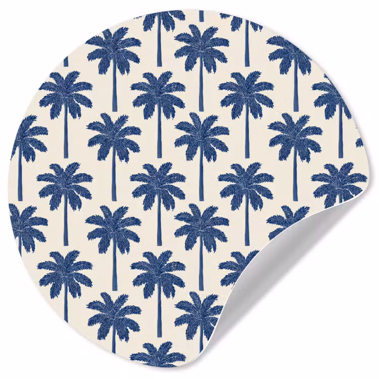 Symmetrisch - Palm - Blauw Wandcirkel behangsticker klein 186 -3d