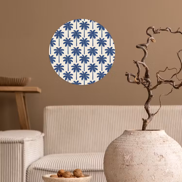 Symmetrisch - Palm - Blauw Wandcirkel behangsticker klein 186 -sfeer1