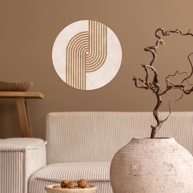 Symmetrische bocht - Koperkleurig Wandcirkel behangsticker klein -sfeer1