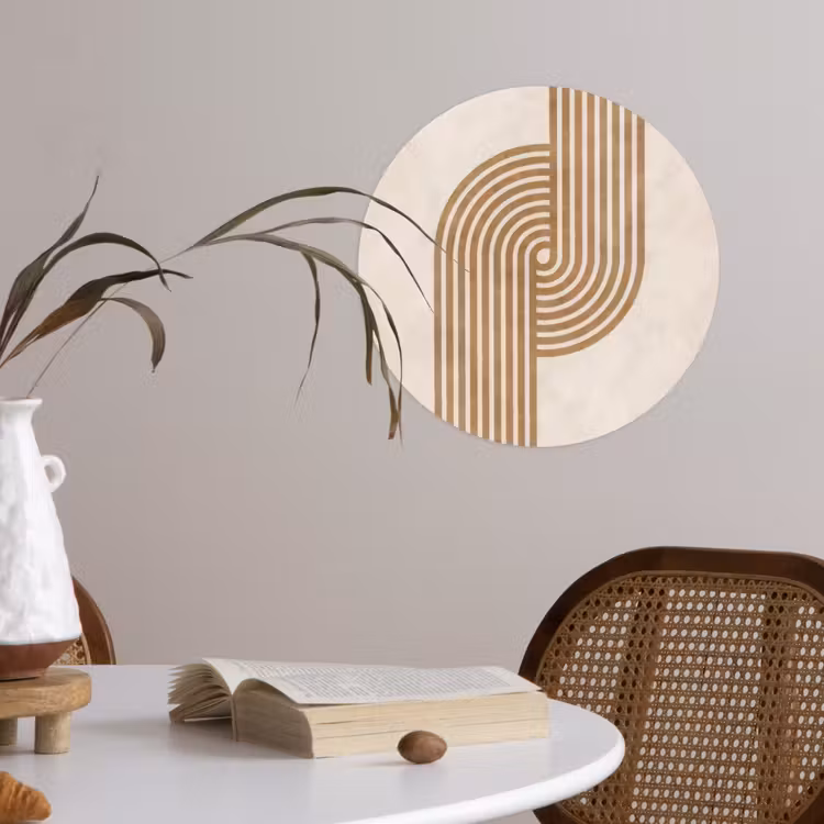 Symmetrische bocht - Koperkleurig Wandcirkel behangsticker klein -sfeer3