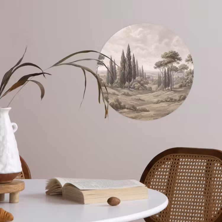 Vallei - Bos - Natuur - Groen Wandcirkel behangsticker klein -sfeer3