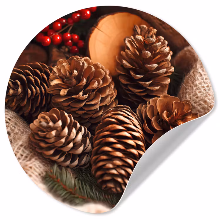 Dennenappels - Boom - Winter - Natuur - Bruin Wandcirkel behangsticker klein -3d