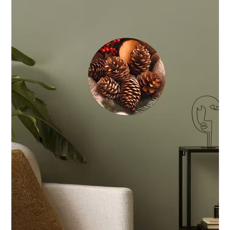 Dennenappels - Boom - Winter - Natuur - Bruin Wandcirkel behangsticker klein -sfeer2