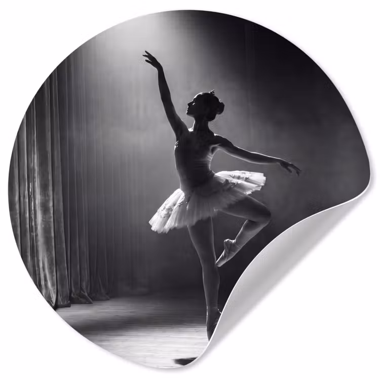 Danser - Podium - Zwart-wit - Kunst - Klassiek Wandcirkel behangsticker klein -3d