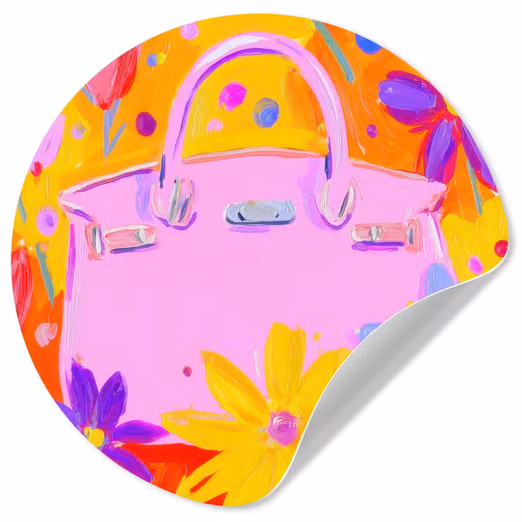 Tas - Roze - Bloemen Wandcirkel behangsticker klein -3d