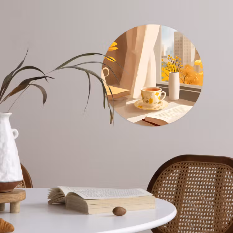 Thee - Boek - Thee - Herfst Wandcirkel behangsticker klein -sfeer3