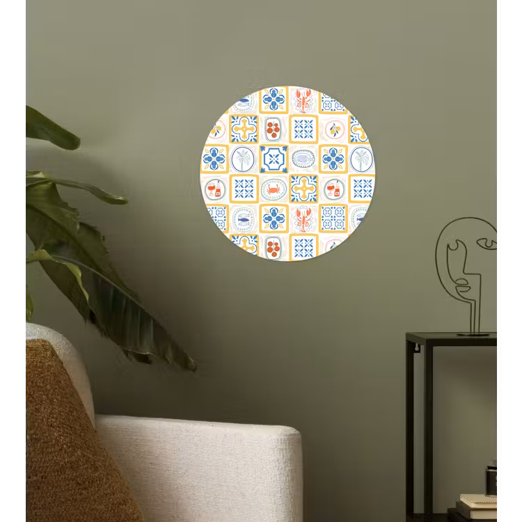 Zee - Sfeer - Mozaïek - Vis Wandcirkel behangsticker klein 186 -sfeer2