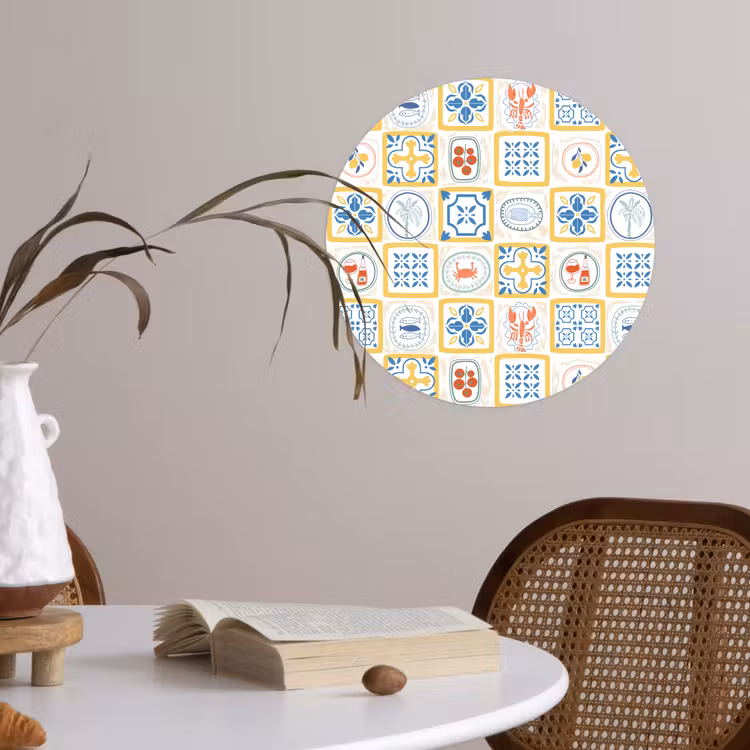 Zee - Sfeer - Mozaïek - Vis Wandcirkel behangsticker klein 186 -sfeer3