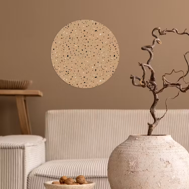 Terrazzo - Patroon - Beige Wandcirkel behangsticker klein 186 -sfeer1